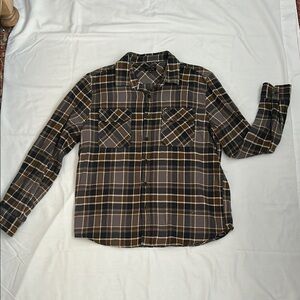 Brixton Casual Button Down Shirt Brown and Black Plaid